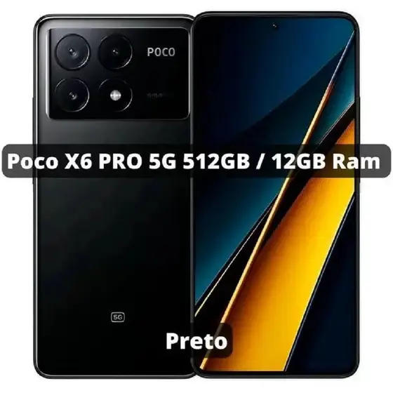 Smartphone Celular Xiaomi POCO X6 Pro 5G 512GB (12GB RAM) Black Preto